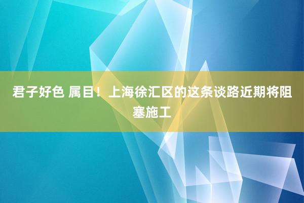 君子好色 属目！上海徐汇区的这条谈路近期将阻塞施工