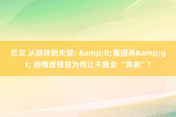 肛交 从期待到失望: &lt;酱园弄&gt;